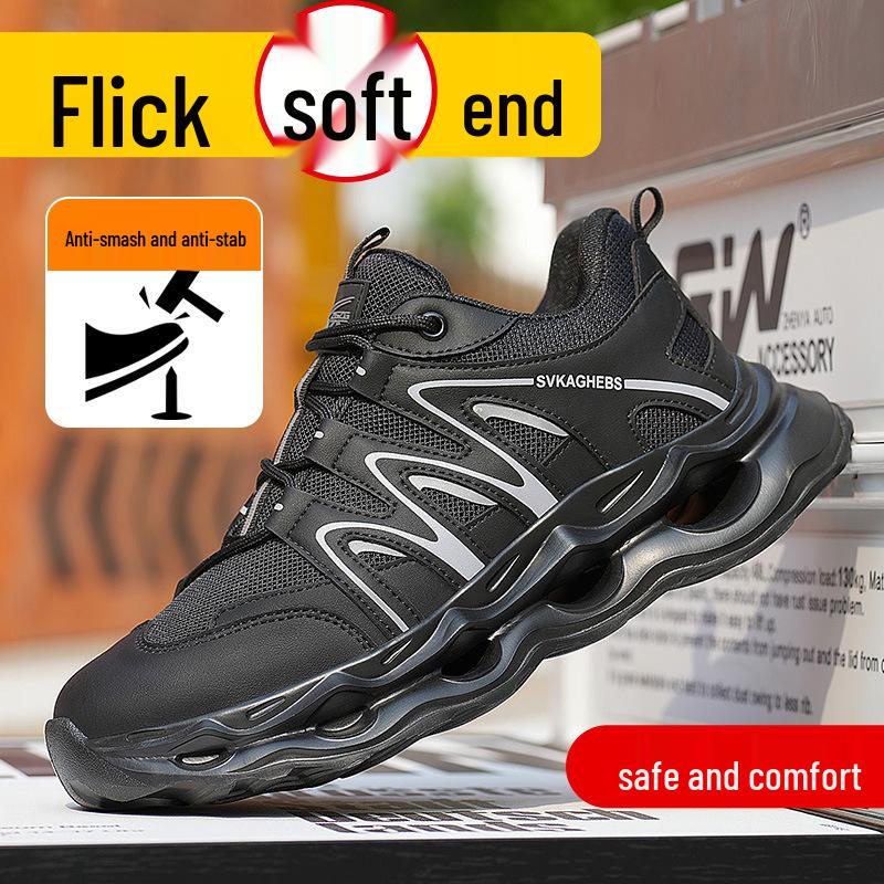 Men's Lightweight Steel Toe Safety Shoes - Anti-Fatigue, Anti-Smash, Anti-Puncture, Soft Sole, Ideal for Warehouse and Workshop Work.