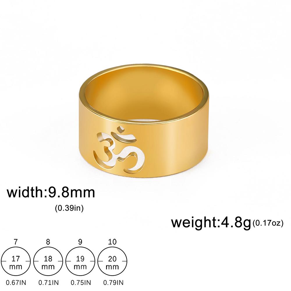 Dawapara Univerzální symbol harmonie Aum OM Prsten Unisex Hinduistický snubní prsten Buddhismus Jógové šperky Nerezová ocel