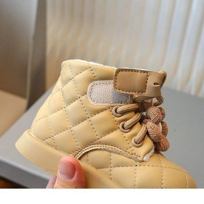 2025 winter girls velvet cotton boots middle children Martin boots women's treasure soft-soled Bobo cotton shoes children's warm snow boots