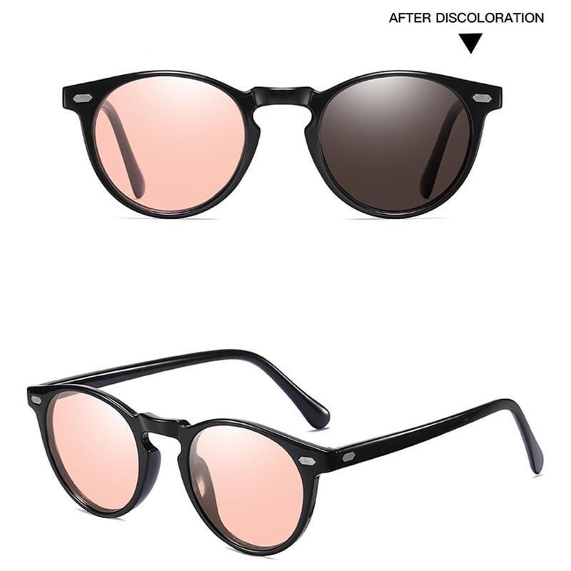 Occhiali da sole polarizzati fotocromatici con montatura TR90 alla moda Uomo Donna Occhiali da guida antiriflesso Occhiali da sole con montatura rotonda