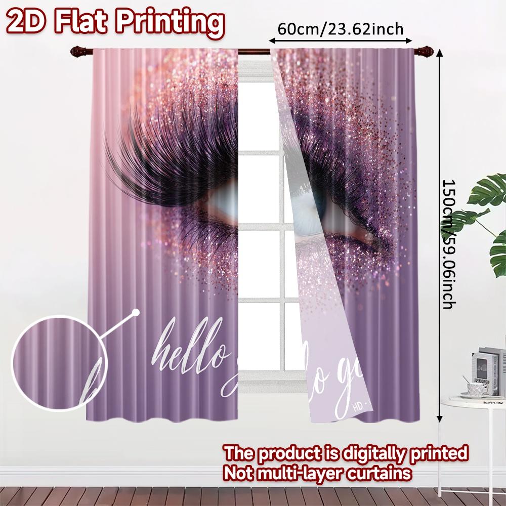 2pcs   2D FLAT PRINTING Curtains (Without Rod) HelloGorgeous Holiday Printed Curtains Durable Polyester Fabric Curtains Art Deco
