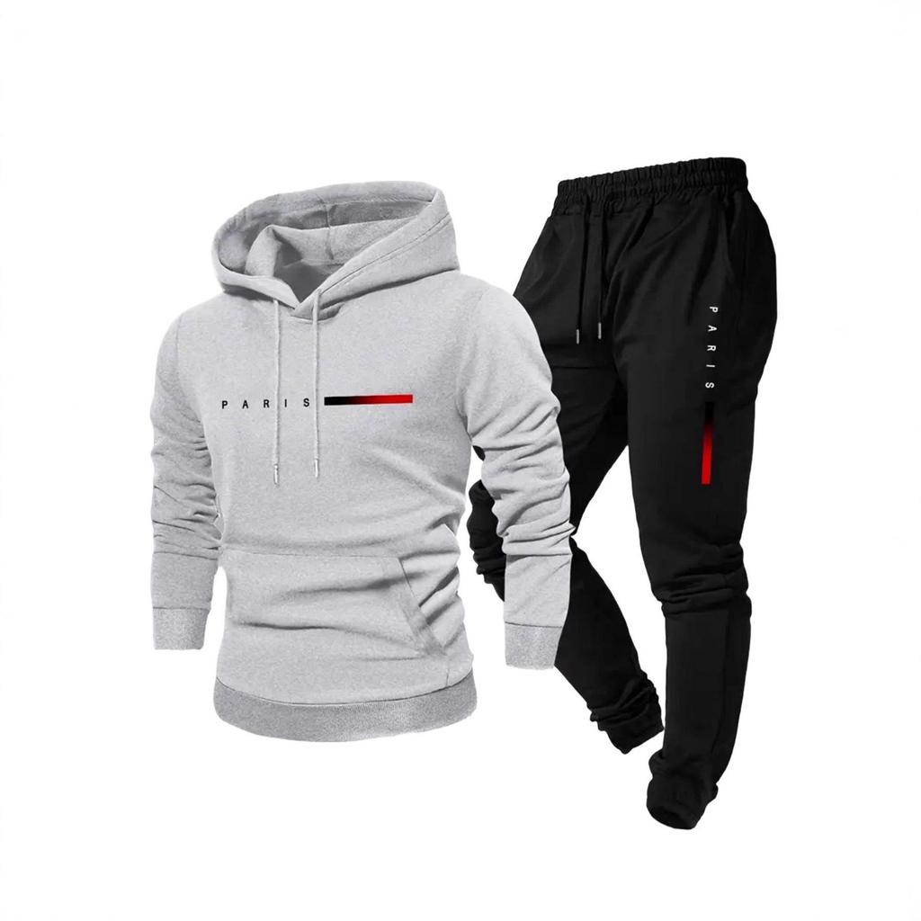 European Size Men's Casual Letter Print Hoodie Set: Unisex Autumn/Winter Hooded Sweatshirt & Long Pants
