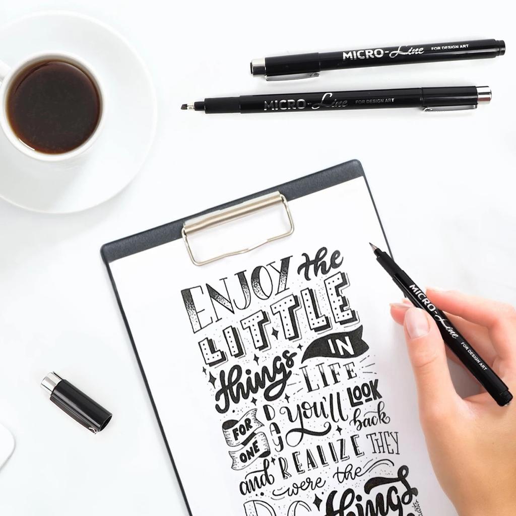 8Pcs Hand Lettering Pens Calligraphy Brush Markers for Writing Sketching Art Drawing Illustration Scrapbooking Journaling Black