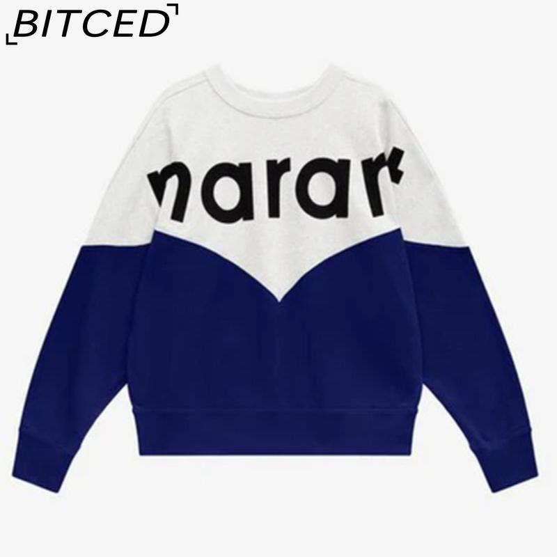 BITCED Women's Winter Colour-Blocked Fleece-Lined O-Neck Sweatshirt