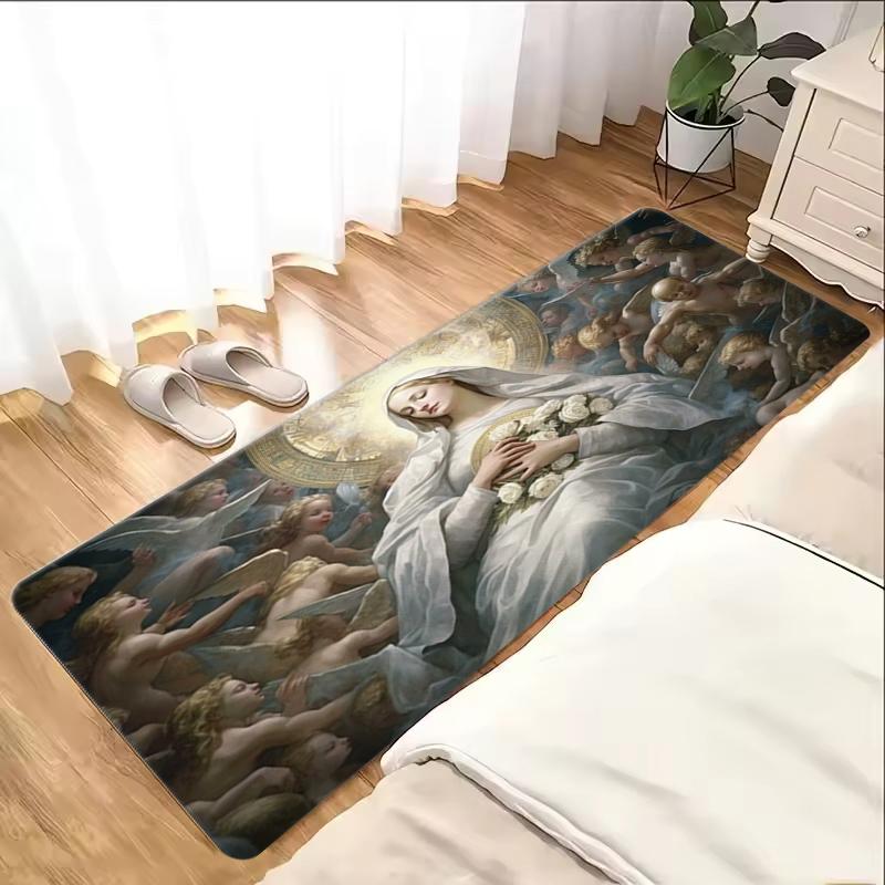 Maria's Virgin Mary Print Carpet Rug for Living Room Bedroom Home Sofa Decoration,Kid Area Rug Non-slip Floor Mat