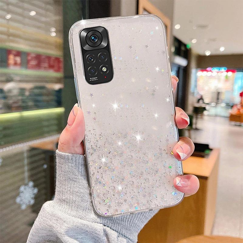 

Роскошный модный блестящий чехол для Xiaomi Redmi Note 12 12C 11 11S 10 10A 10C 9 9A 9C 9T POCO X5Pro Мягкий кристальный блестящий чехол Redmi Note13 4G белый