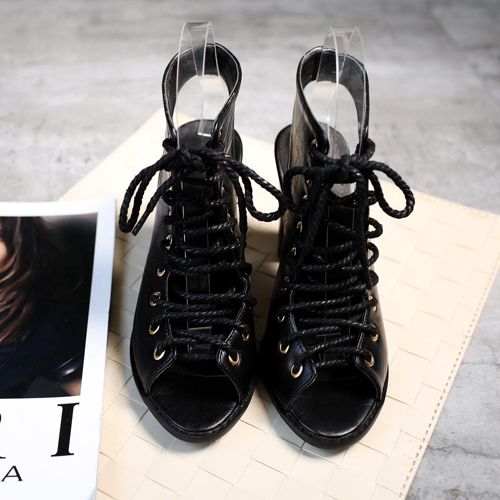 Dámské sandály na vysokém podpatku léto nové boty s tlustým podpatkem a rybí špičkou velká velikost římské sandály