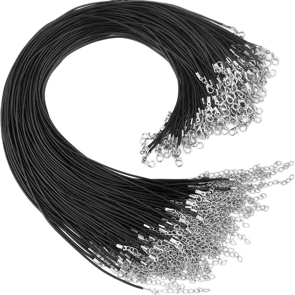 Black Leather Necklace Rope with Lobster Clasp - DIY Jewelry Accessory