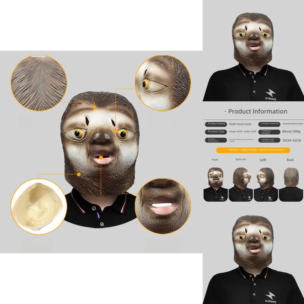 Adorable Sloth Animal Head Mask Funny Latex Costume Accessory For Parties And Celebrations