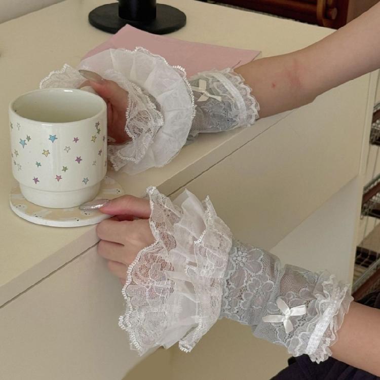 Delicate Rhinestones Embroidered Gloves Soft Nylon Arm Sleeves For Daily Fashion Evening Event