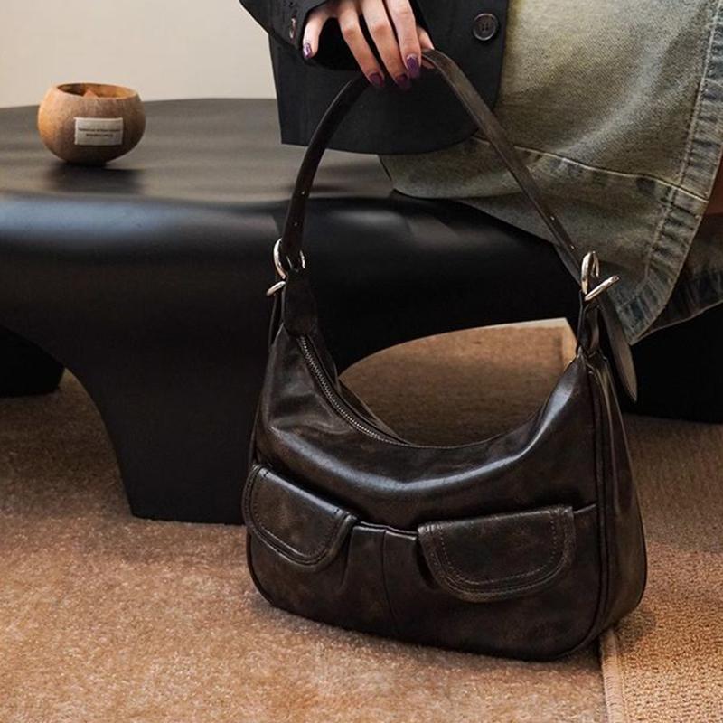 Shoulder Bags Women Solid Color All-match Simple Multifunction Handbags Large Capacity Underarm Bags