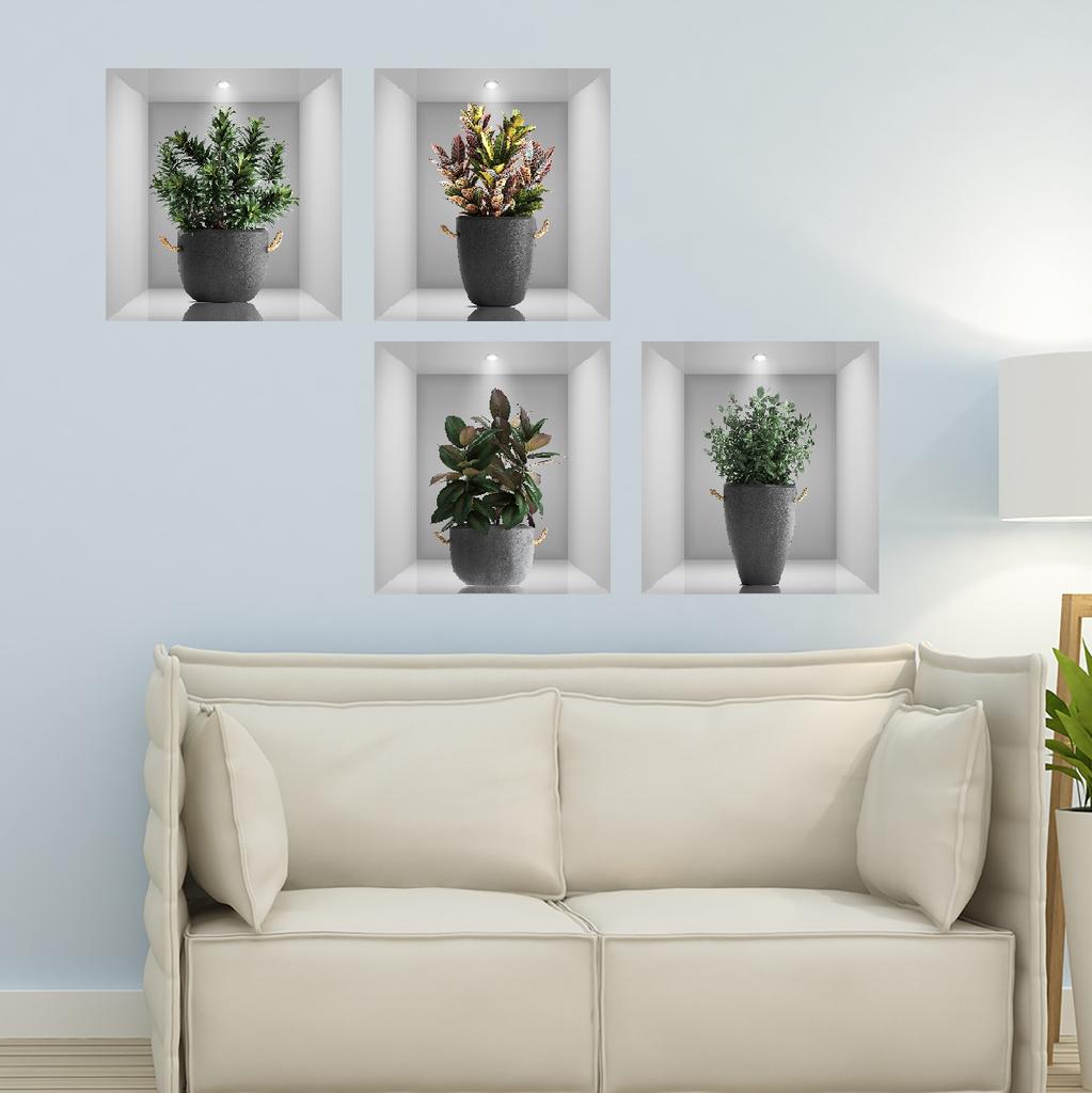 Tropical Green Plants Wall Sticker Self Adhesive Vinyl Decal for Bedroom Living Room Hallway Home Decor