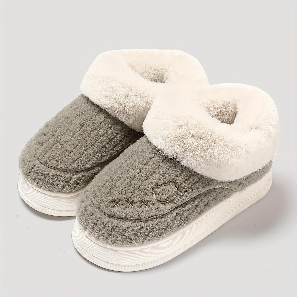 

Унисекс Толстая подошва Меховые тапочки Нескользящие Сапоги для дома Повседневная зимняя обувь для мужчин и женщин Теплая обувь 44-45 темный кофе