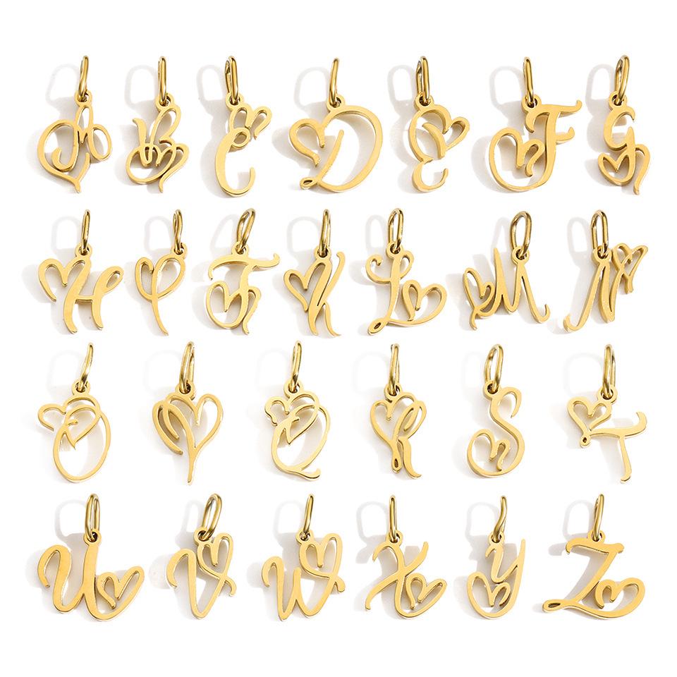 Gold-Plated Stainless Steel Alphabet Pendants for DIY Necklaces – Colorfast Jewelry Charms