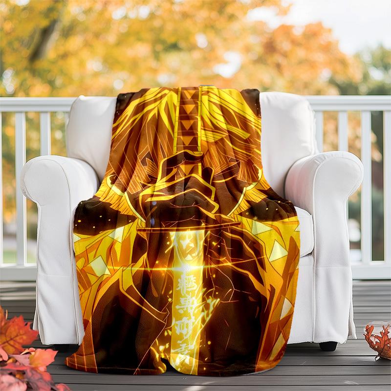 1pc Agatsuma Zenitsu (2) Theme Blanket - Digital Print, Polyester, Cozy for All Seasons, Perfect for Outdoor, and Travel