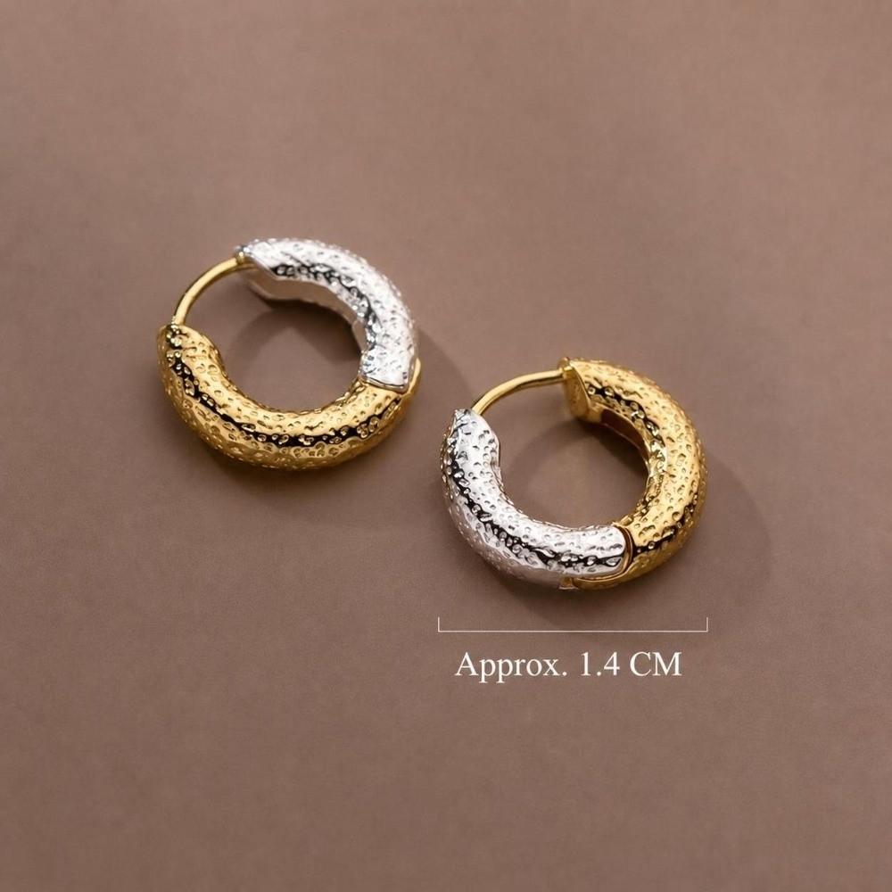 1Pair Ear Buckle Hoop Earrings Two-color Round Earrings Bicolor Earrings Girl Women