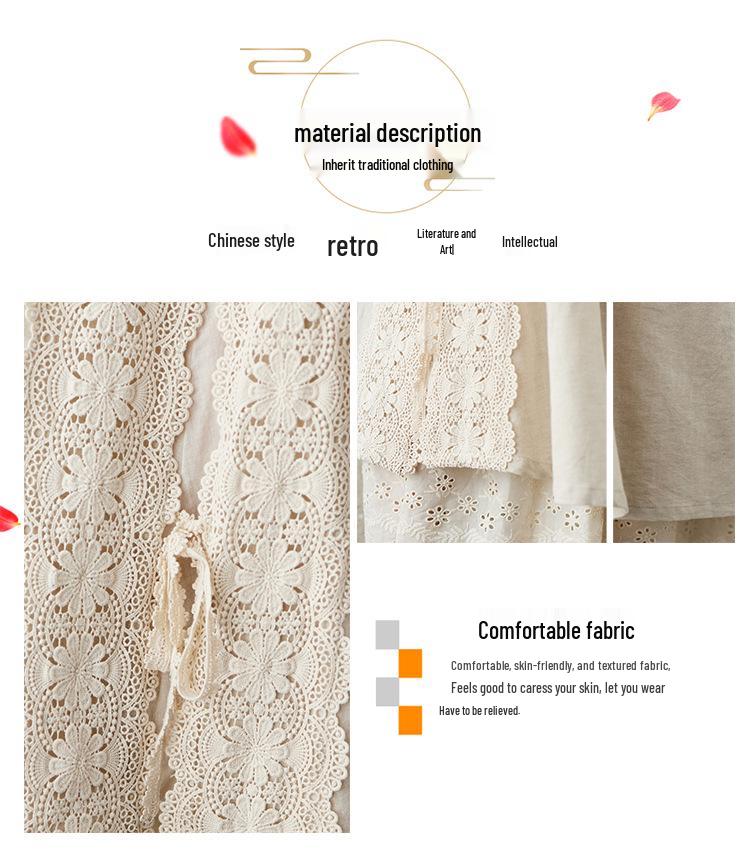 Japanese Mori Girl Linen Half Skirt: Women's Elastic Waist, Heavy Embroidery, Mid-Length A-Line Design.