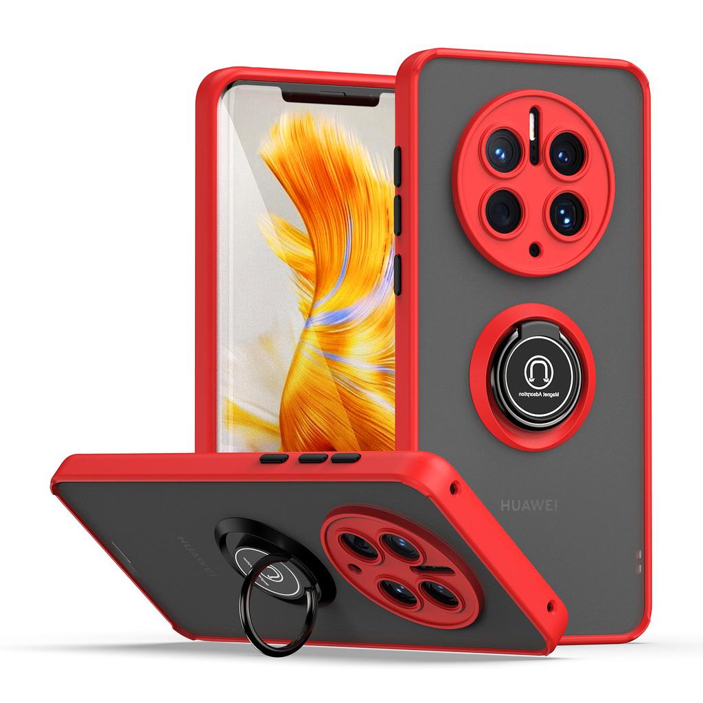Shockproof Matte Case for Huawei Mate 50 Pro Cover For HUAWEI 40 30 Pro Metal Ring Holder Armor Hard Cover Phone Case