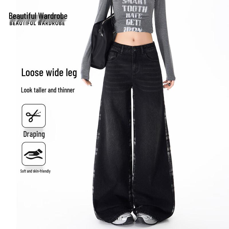 

BEAUTIFUL WARDROBE Women s High-Waist Wide-Leg Denim Pants S