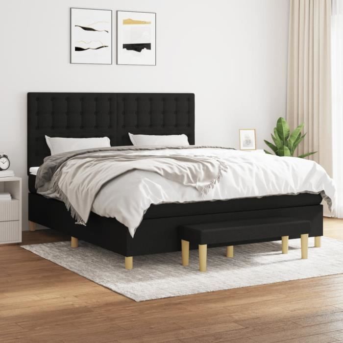 VidaXL Divan Bed with Mattress Black 160x200 Cm Fabric - Model 3137487