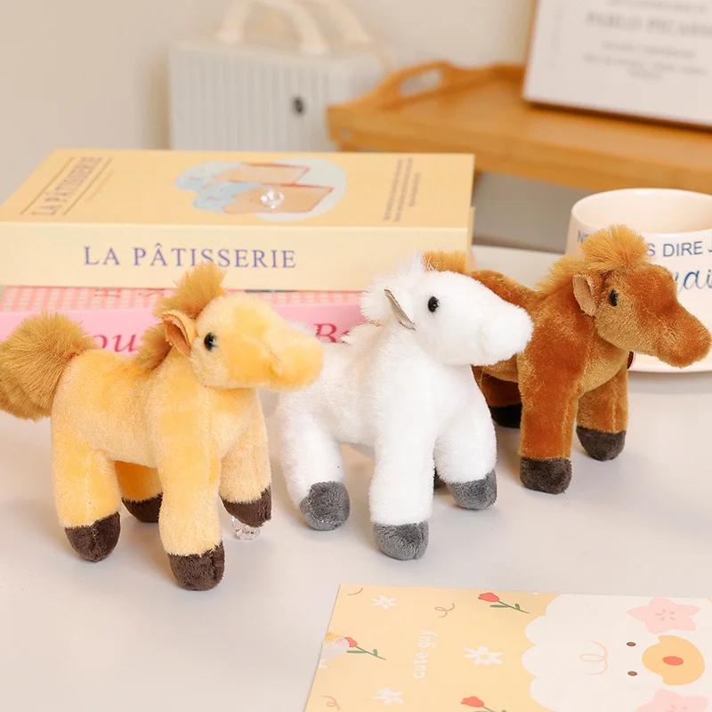 4 Kinds Colors Cute Pony Pendants Plush Toys Soft Stuffed Lifelike Stangding Pose Little Horse Toys Funny Keychain Bags Decor