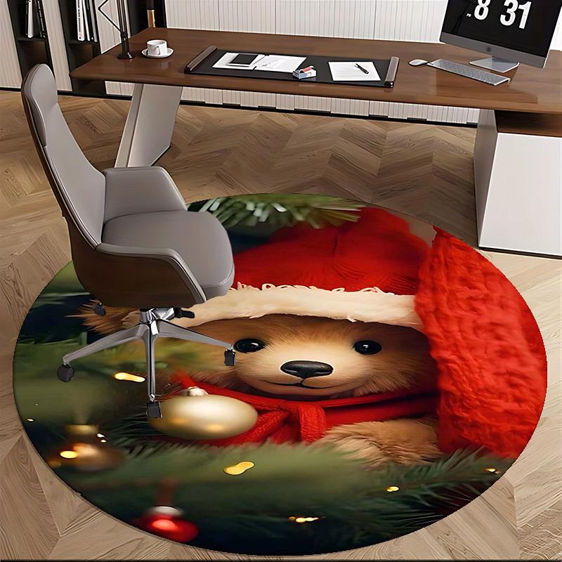 1pc Christmas Teddy Bear Chair Mat - Anime Cartoon Design, Non-Slip Carpet for Office Chair, Home Decor, Living Room, Bedroom, Game Room & Dormitory.Z