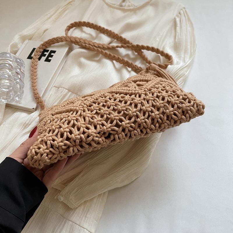 Geantă de vânt boemă pentru femei, geantă țesută pentru telefon mobil, geantă de umăr pentru plajă, pentru vacanța la malul mării