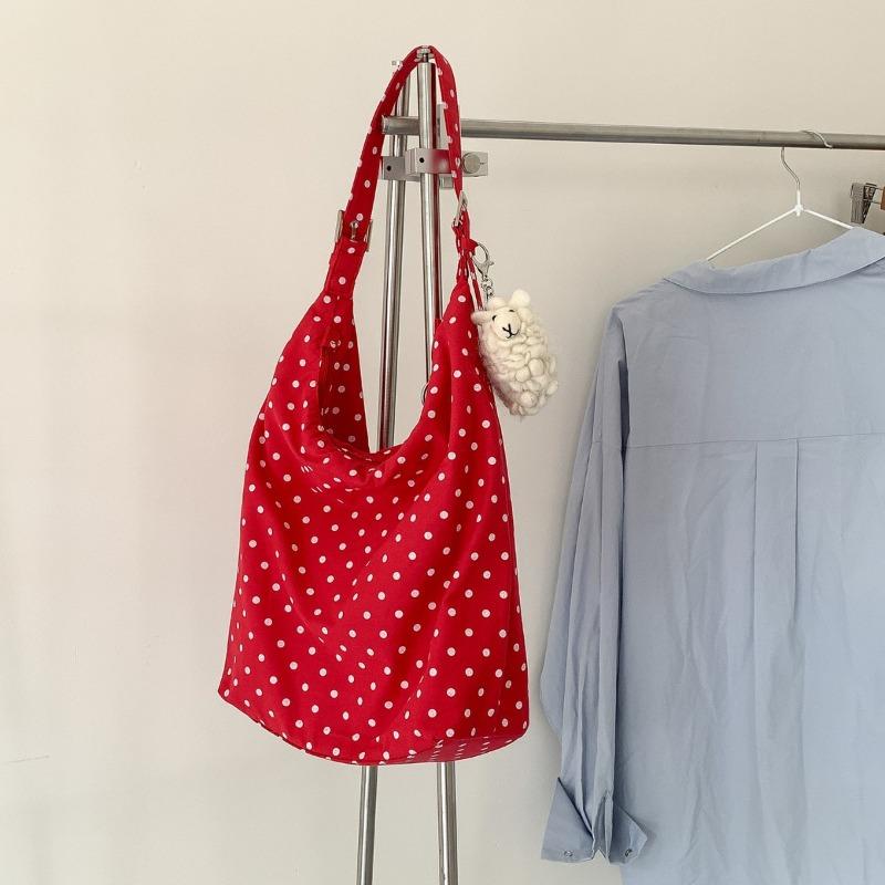 New casual polka dot bag women's cotton cloth trend original large-capacity tote bag lazy commuter shoulder bag women