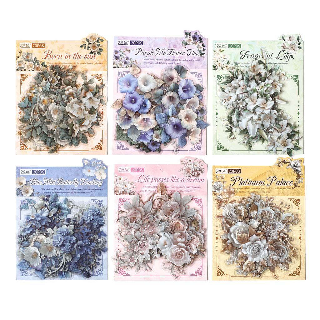 20pcs/1lot Kawaii Scrapbook Stickers Vine shadow edge carving Junk Journal Gold Planner Stationery Decorative