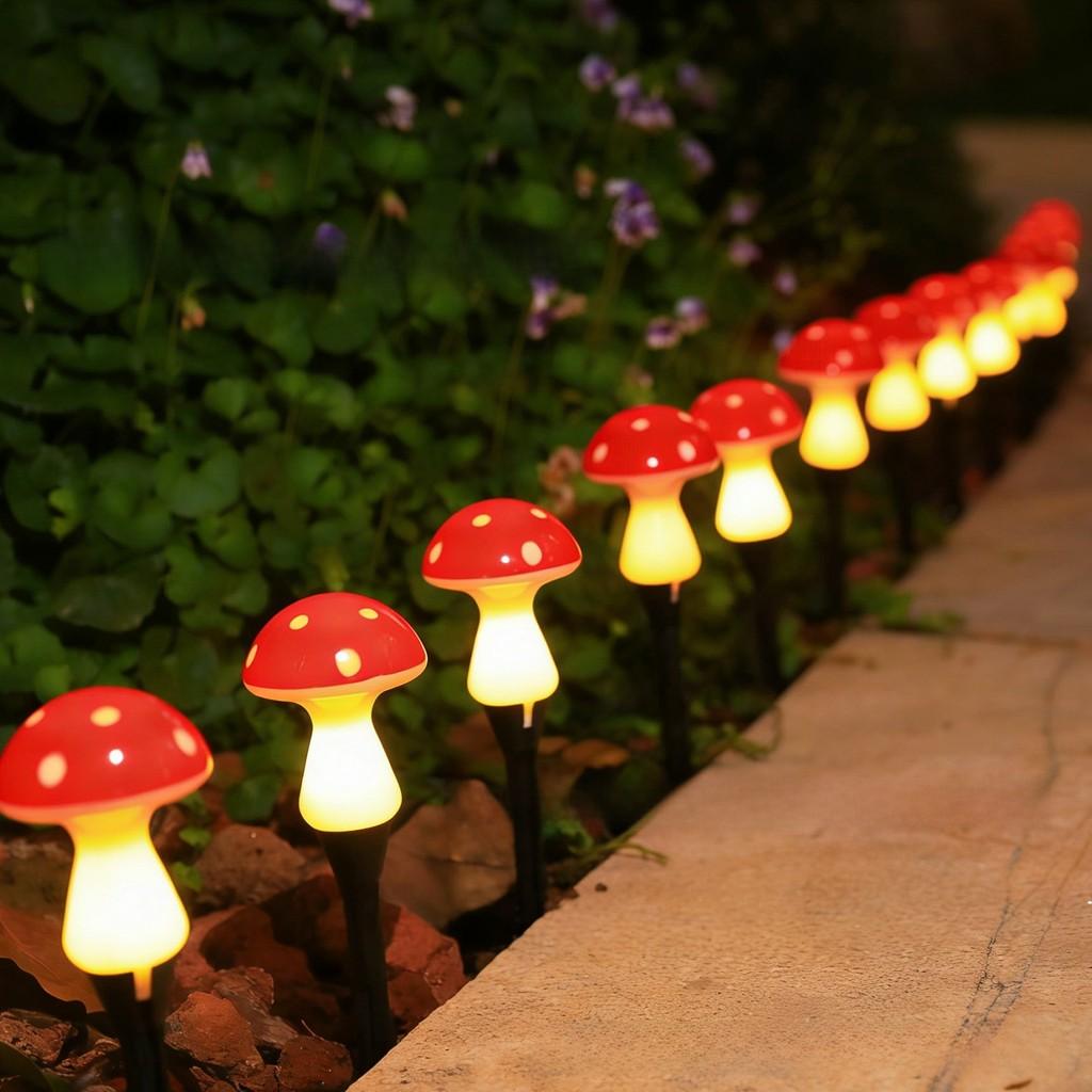 Solar Mushroom Garden Lights With 8 Modes For Outdoor Pathway Decor