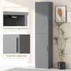 Bathroom Column Cabinet with 2 Doors and 4 Adjustable Shelves, 40 X 35 X 180 Cm, Grey