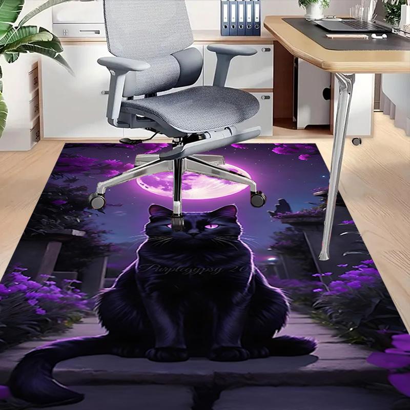 1 Stück Schwarze Katze Mond Teppich Anti-Rutsch Polyester Fußmatte für Büro.Schlafzimmer