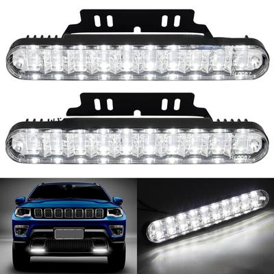 Par 20 LED Branco 12V Carro Universal Decorativo Barra de Luz DRL Tira Brilhante Luz Diurna Para-choque Dianteiro Nevoeiro Lâmpada de Condução E4