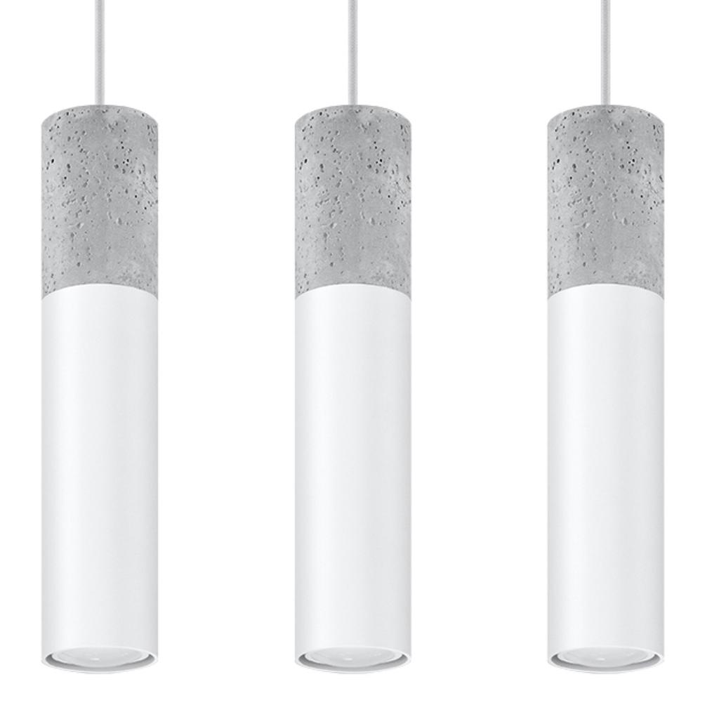 Lampa Wisząca Borigio 3 Gu10 Biały Beton Sollux Sl.0649