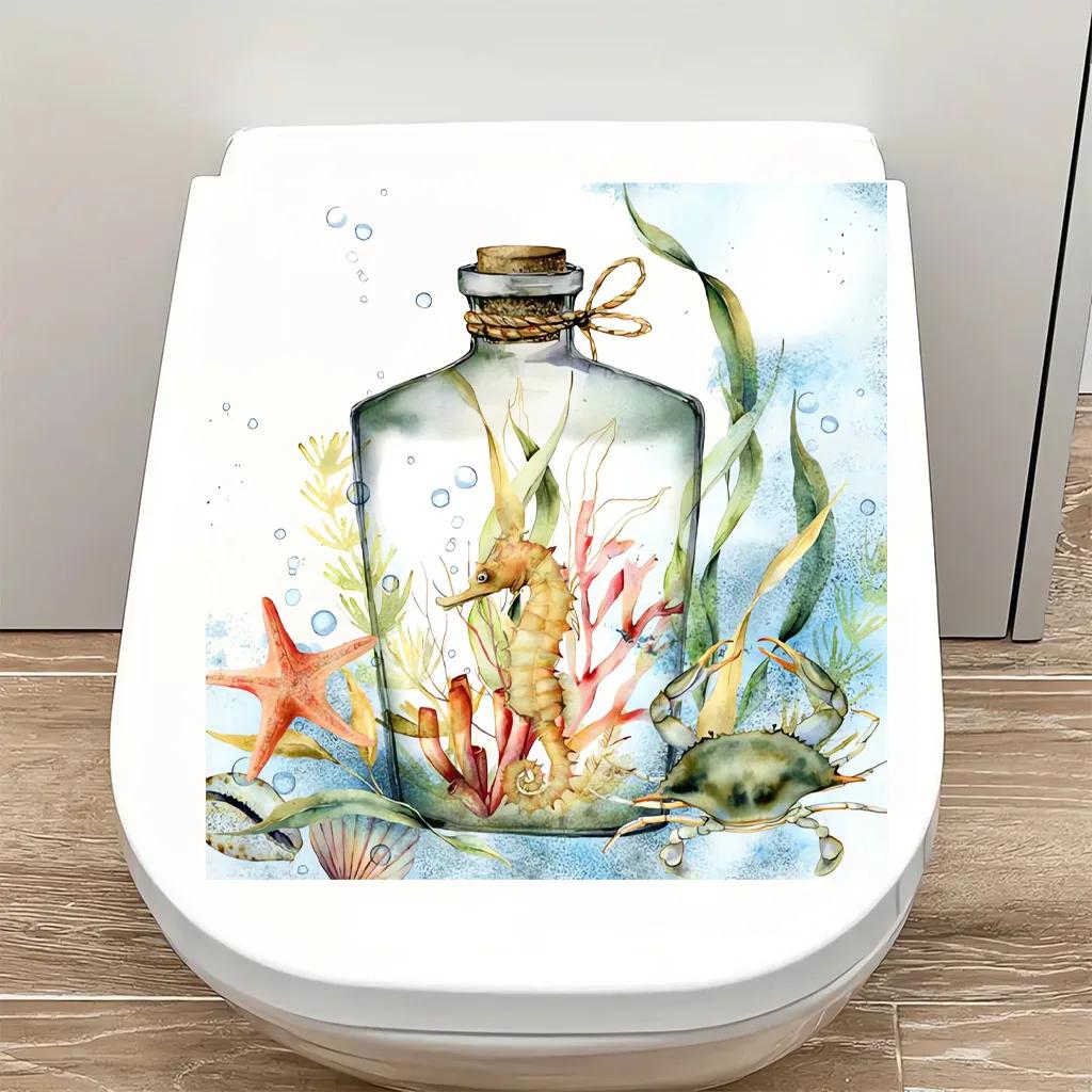 

Cartoon Marine Animal Waterproof Toilet Stickers Self-Adhesive PVC Wall Stickers for Bathroom Decor 30x30cm
