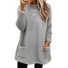 Warm Winter Hoodie Jacket Stylish Women Mid-length Fleece Shearling Thickened Solid Color Pocket Outwear