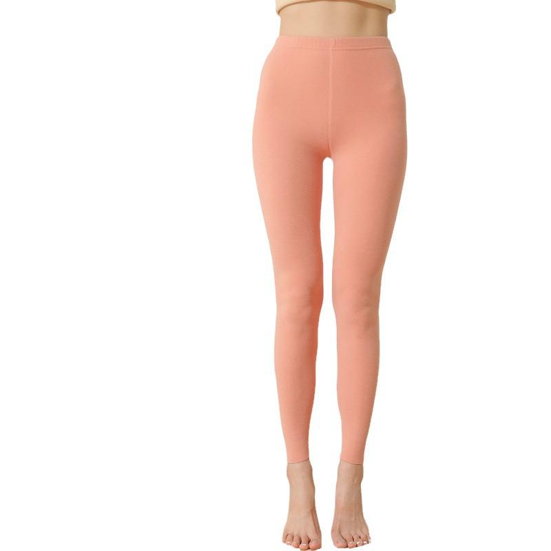 Women's Autumn Lambswool & Fleece Thermal Set: 460g Brushed Velvet Top & Bottoms for Cold Weather