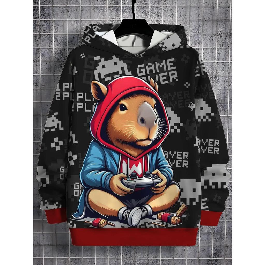 New 3D printed hooded sweatshirt, fashionable long sleeved hooded sweatshirt, comfortable pullover for boys and girls, children's hoodie