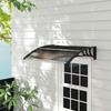 Front Door Canopy Outdoor Awning Aluminium Rigid Plastic Polycarbonate Rain Shelter UV Water Rain Resistant 120 X 75cm Brown