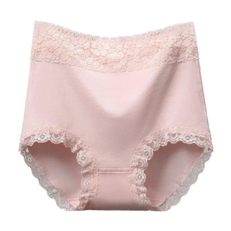 Women's Cotton Underwear Women's Lace Briefs Large Size Belly Lifting Hip Cotton High Waist Elastic Underwear