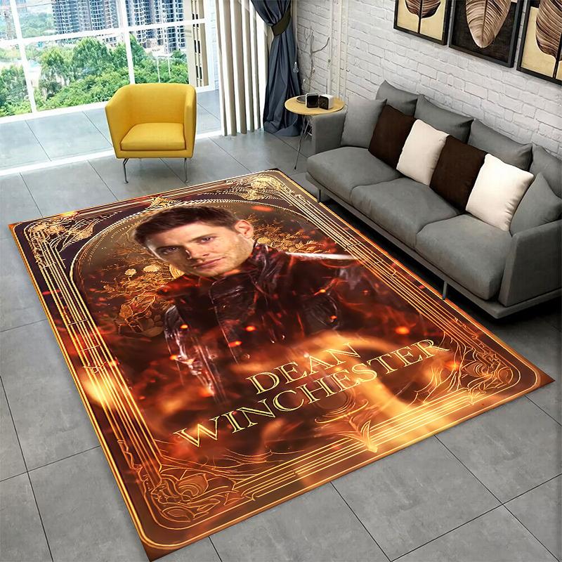 SPN Supernatural Dean Sam TV Teppich für Spielzimmer Schlafzimmer Wohnzimmer Sofa Heimdekoration, Kinderteppich rutschfeste Fußmatte Geschenk