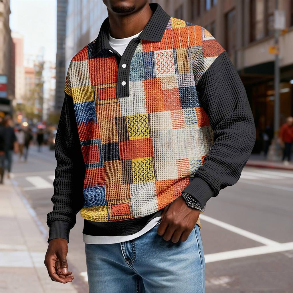 Męska koszula codzienna o luźnym kroju, zapinana na guziki, z kołnierzykiem i długim rękawem