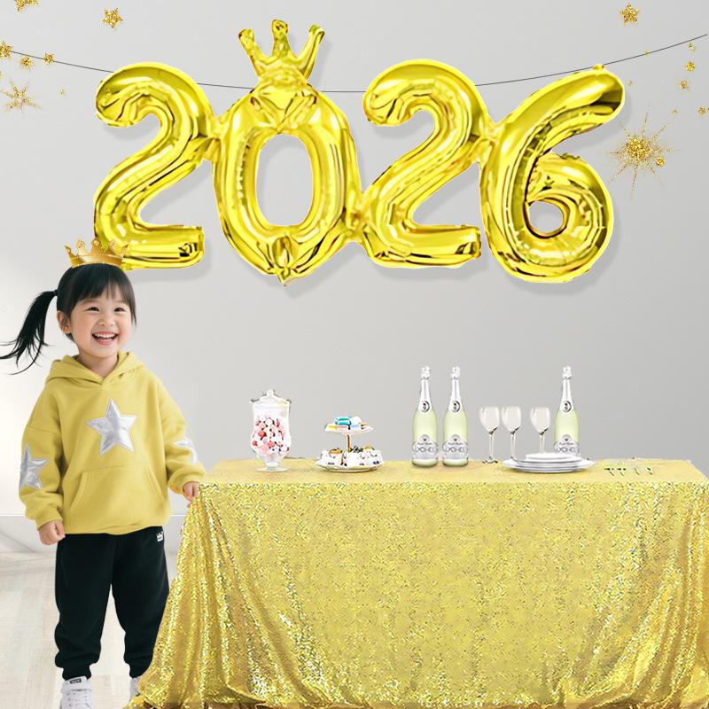 Crown Number Foil Balloons Happy New Year Eve Party Decoration Photo Booth Props Supplies Christmas Home Decor Navidad 2026