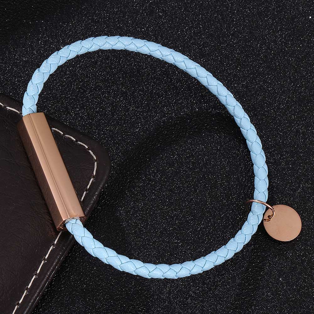 

Модный синий кожаный браслет Мужской браслет Браслет Магнитная застежка Шарм Женские украшения Подарок Wearing Length 205mm синий