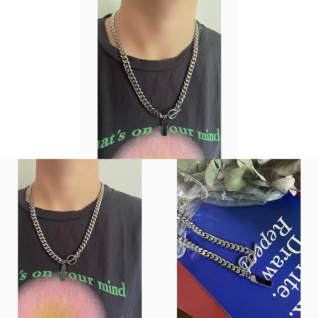 Mens Geometric Stainless Steel Cuban Chain Necklace For Streetwear Style