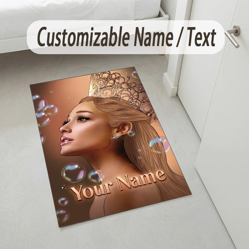 Personalized Crystal Velvet Carpet,Ariana Grande Custom Printed Name, Plush Area Rug For Home Indoor Decor