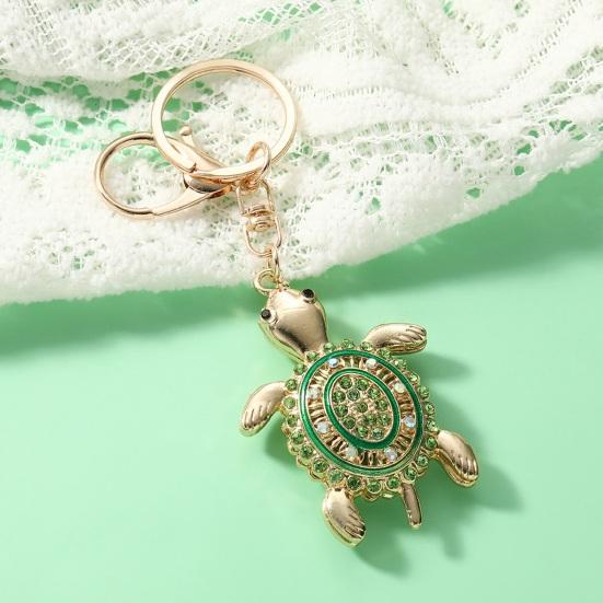 Keychain Pendant Rhinestones Inlaid Turtle Shape Key Chain with Anti-Oxidation Lobster Clasp Backpack Accessory