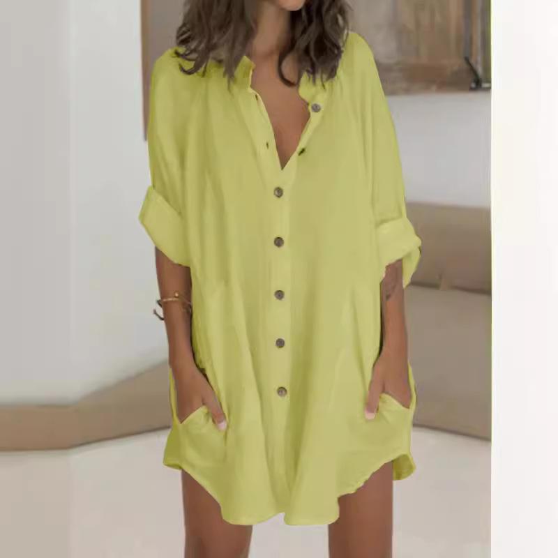 Autumn and winter new casual loose single-breasted shirt skirt, women