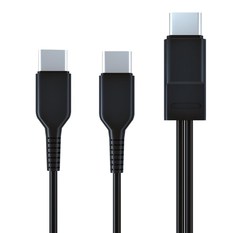 20cm/1m Type-C Charging Cable to Double Type-C Connector Cord Tablet Phone Charge Wire for Home Office and Travellers