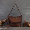 Johnature Retro Handmade Women's Bag High Capacity Genuine Leather Solid Color Tote Bag Commuter Shoulder Bag